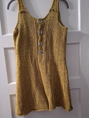 Mustard Yellow Knit Button-Front Tunic Top